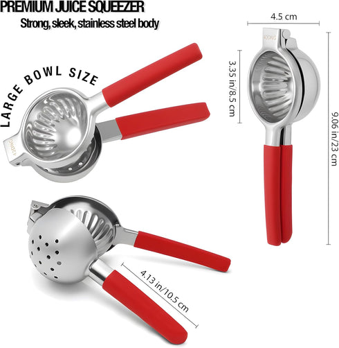 43DNG Stainless Steel Lemon Squeezer Citrus Juicer Large Bowl, Heavy-Gauge Steel, Long Textured Non-Slip Handles Large