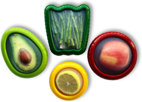 Set of 4 Avocado Saver and Onion Storage Vegetable Containers for Fridge, Silicone Fruit Storage Pods