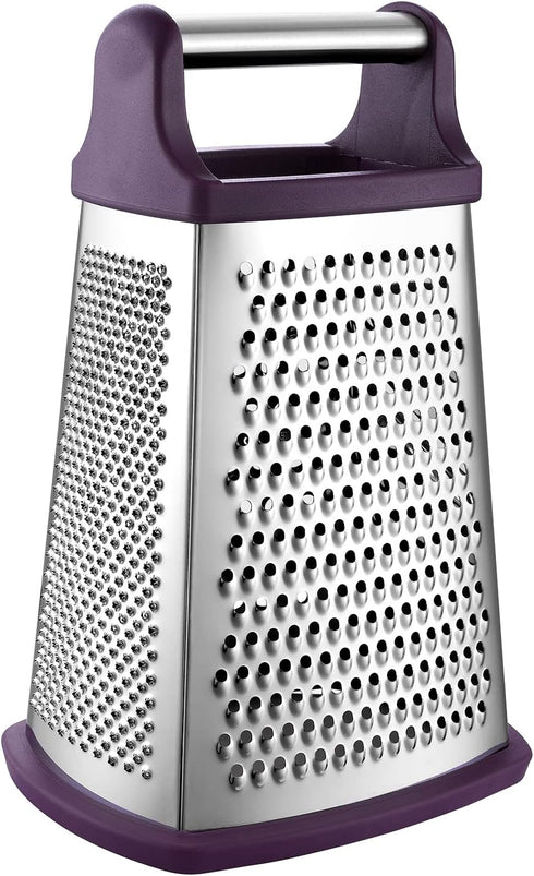 Spring Chef Purple XL Parmesan Cheese Grater - Manual 4-Sided Stainless Steel Box Grater for Kitchen