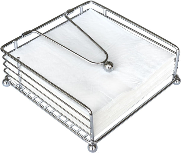 Napkin Holder for Table, Flat Weighted Arm Square Paper Napkin Holders, Elegant Rustic Iron Metal for Kitchen