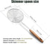 Spider Strainer Skimmer Ladle, 6.3 Inch Cooking Utensils Frying Spoon with Wooden Handle, Wire Slotted Spoon for Kitchen