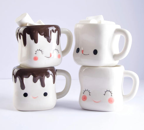 Hawaii Will Always Be Home Ursa Cute Marshmallow Hot Chocolate Mugs, Ceramic Set, Cups for Coffee, Hot