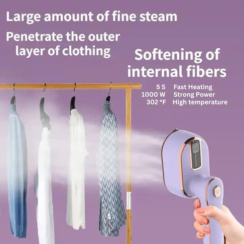 Travel Steamer Iron for Clothes, 1000W Handheld Portable Steamer for Dry and Wet Ironing (Purple)