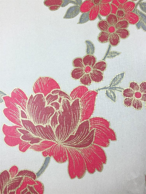 Moyishi Vintage Floral Flower Paper Peel & Stick Shelf Liner - Dresser Drawer Sticker, 17.7''x78.7'' Red