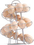 Flexzion Egg Skelter, Modern Spiral Countertop Egg Holder for Fresh Eggs, Freestanding Storage Rack, Silver