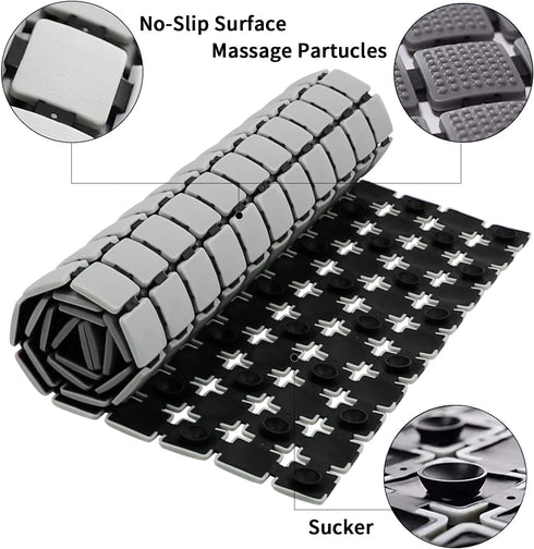 33.4 15.7 Inch BEMISO Non Slip Massage Bathtub Mat,Shower Mat Non Slip x Large Size with Suction Cups and Drain Holes