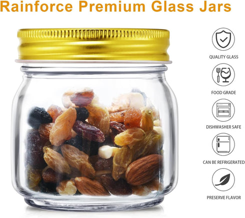 8 oz 30 Pack- -1/4 30 Rainforce Mason Jars Small Mason Jars With Gold Lids Quart Canning Jars| Storage Pickling Jars