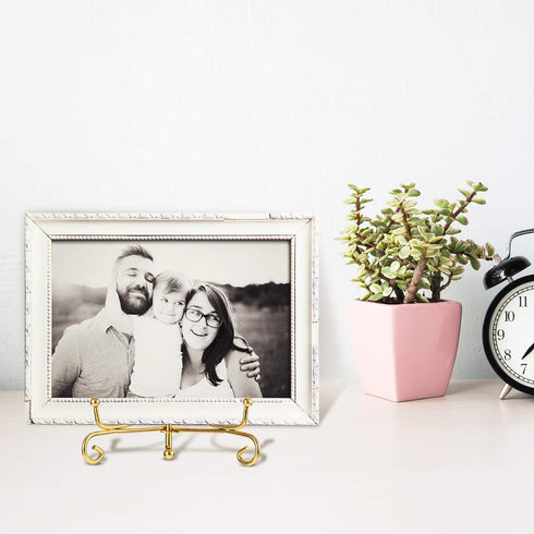Tatuo 4 Packs 4 Inch Gold Plate Holder, Iron Easel Photo Stand for Home Decoration