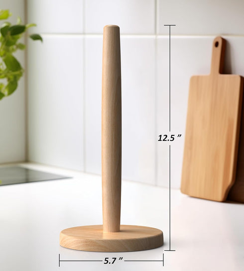 Countertop, KitchLife Wooden Paper Towel Holder Fits Jumbo Roll - Solid Beechwood Paper Towel Dispenser Stand with Wide
