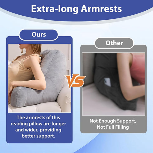 24in, IASEAHK Reading Pillows for Sitting in Bed Adult, Back Pillow for Bed Sitting Up, Backrest Pillows with Shredded