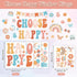 Retro Groovy Inspiration Choose Happy Window Clings, 6 Sheet Double Sided Boho Daisy Rainbow Positive Glass Decals for