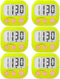 6 Pack Digital Kitchen Timers for Cooking, Magnetic Timer with Loud Alarm, Green