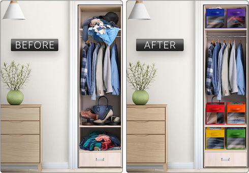 11 Inch 6 Closets Sorbus Storage Bins with Clear Window - Foldable Baskets for Organizing Clothes, Toys, Books - Sturdy