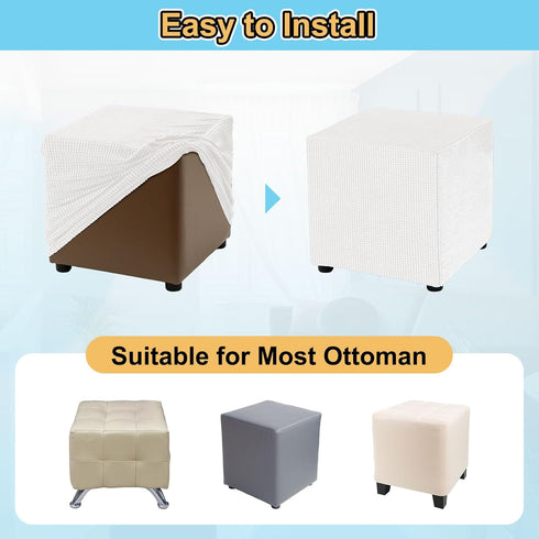 18x18x18inch uxcell Square Ottoman Cover Stretch Polyester Washable Ottoman Slipcovers Elastic Foot Stool Foot Rest