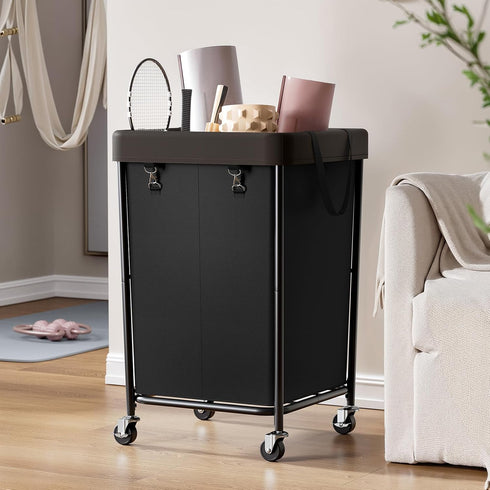 160L 2 Chrislley Laundry Hamper with Wheels, Section Large Laundry Basket with Removable Bag, Steel Frame Dirty Clothes