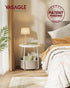 ULET223W10 VASAGLE LILEA Collection - Small Round Side End Table, Modern Nightstand with Fabric Basket, Matte White