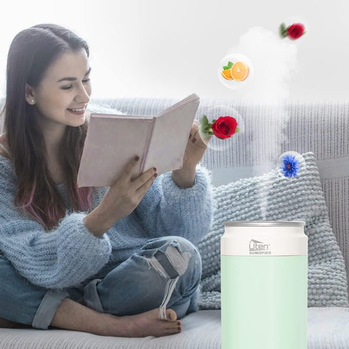 Humidifiers for Home and Plants, USB & Battery Powered Portable Humidifier with Night Light