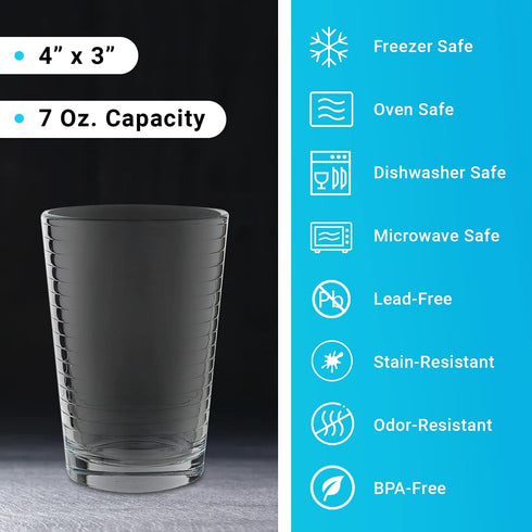 Juice Glasses Set of 4, 7 oz. Durable Drinking Tumblers for Soda, Water, Milk, and Spirits, Dishwasher Safe