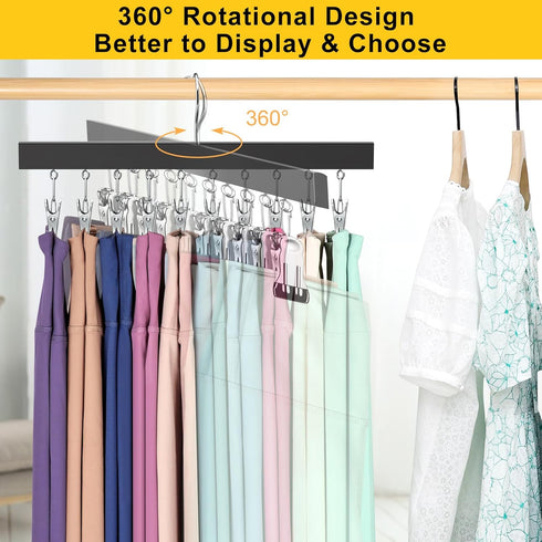 Legging Organizer for Closet, Pants Hangers with Clips Holds 20 Leggings, Jeans, Hats, Shorts, Socks, 360° Rotating Space Saving Hanging clothes organizer for Closet Organizers and Storage 2Pcs by ORROENS