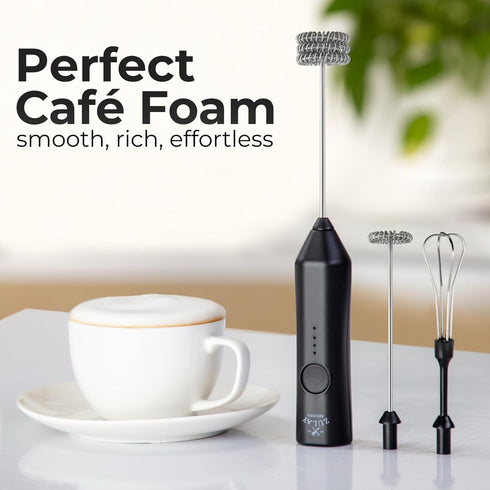 3 3 500 Zulay Kitchen Rechargeable Milk Frother - Dynamic - Speeds, Whisk Attachments, mAh USB Charging, Drink Mixer
