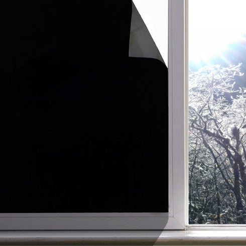 Blackout Window Film, Static Cling Window Tint 100% Light Blocking for Home Privacy, Room Darkening (Matte Black,