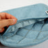 Denim Potholders Kitchen Everyday Basic 8 Inch 100% Cotton Pot Holder, Heat Resistant Hot Pads Set of 3 Light Blue
