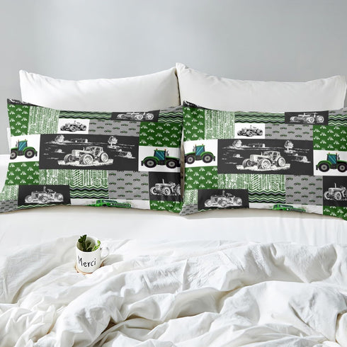 Set Set 2 Erosebridal Green Tractor Bed Sheets Full Size Farm Vehicle Truck Bedding Cartoon Equipment Construction