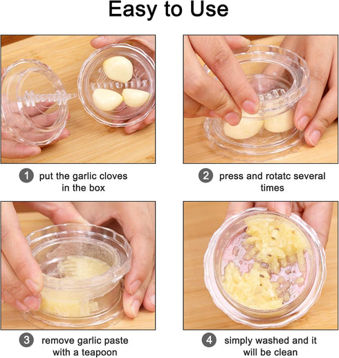 Meisuitd Transparent Garlic Twist Press Non-Slip Mincer and Peeler, Kitchen Gadget Press for Mincing Garlic, Onions