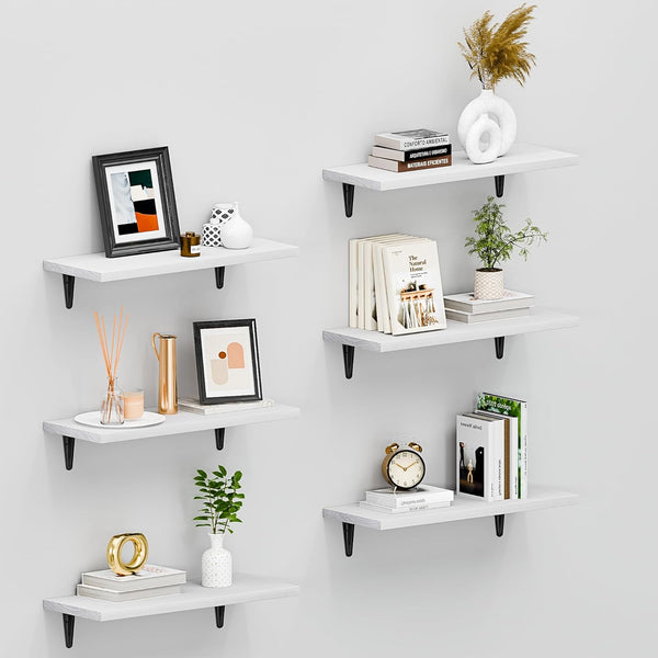SKYSEN Floating Shelves for Wall Set of 6, 15.7in Wood Wall Shelf