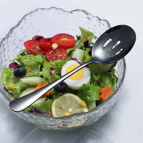 Black Kyraton Titanium Plating Serving Set - 4 Pieces with 2 Spoons and 2 Slotted Spoons