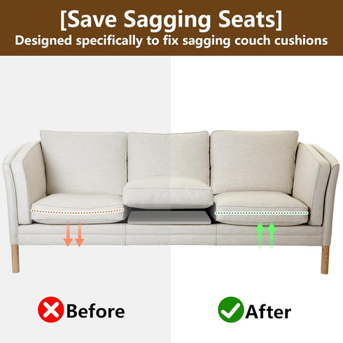 moonoom 22"x22" (3 Couch Cushion Support, Grey Sofa Cushion Sagging Repair, Curved High Density Foam Replacement