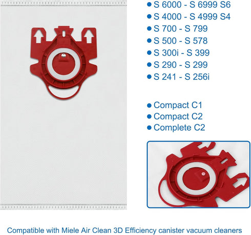12 Pack FJM Vacuum Bags Compatible with Miele FJM Bags, Include Pre-Motor and Post-Motor Filters