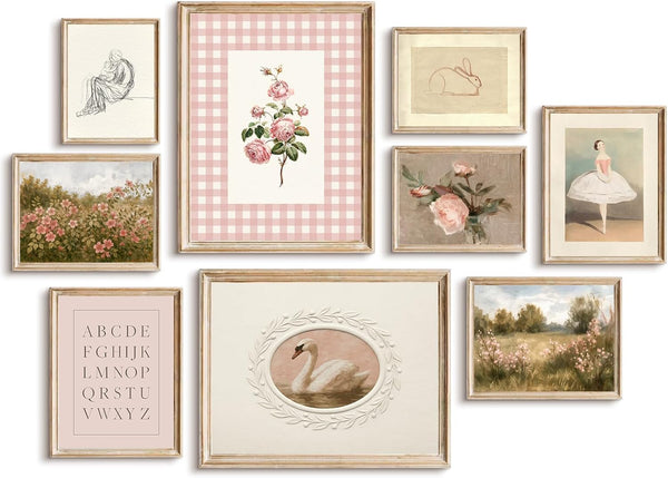 Lwoztra Pink Nursery Wall Art Baby Girl Room Canvas Poster Vintage Nursery Wall
