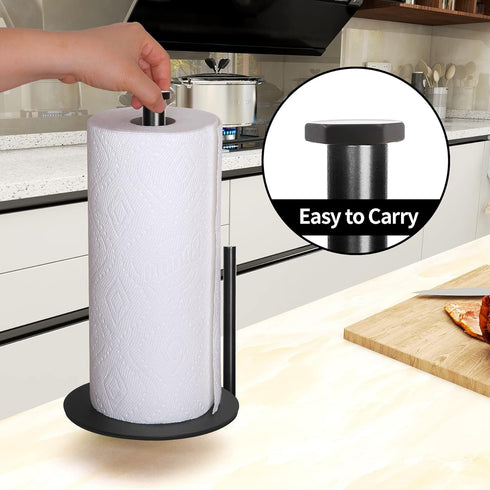 OBODING Black Paper Towel Holder for Countertop, Kitchen and Bathroom Organization for Standard and Large Size Rolls