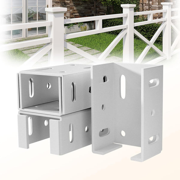 White Aluminum Fence Bracket for Vinyl Fencing, Heavy Duty Metal Replacement for 2.75in Plastic Bracket