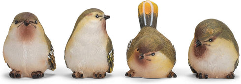 RAZ Imports Striped Wing Bird Resin Decorative Tabletop Figurine, Set of 4, 2.5 x 2.25 inch, Sage Green
