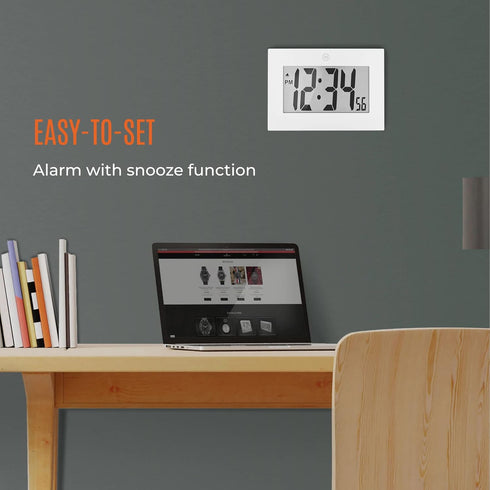 MARATHON Large Digital Wall Clock, White, 8” Display, Easy to Read