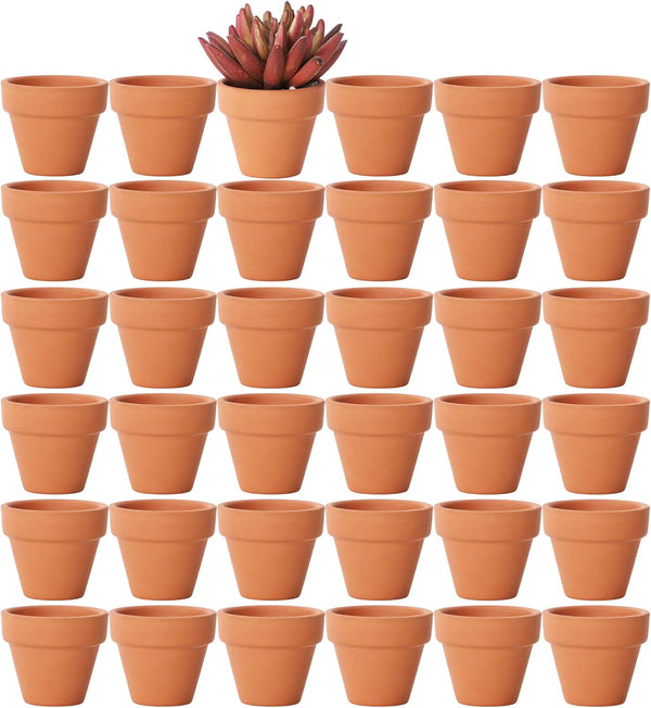 Yishang 1.9 Inch Tiny Terracotta Pots - Pack of 36 Mini Clay Pots with Drainage Holes for Succulent Plants