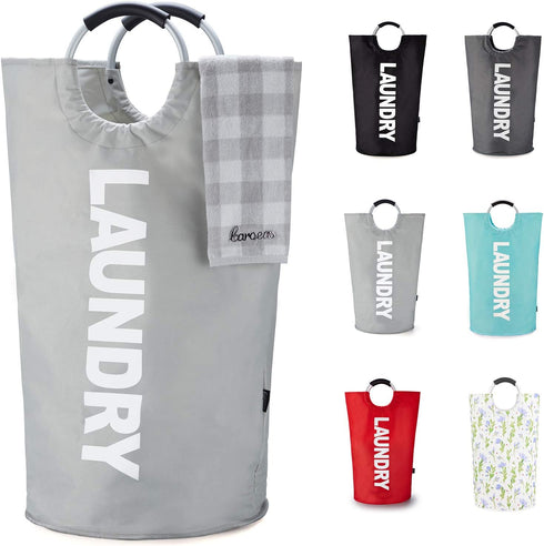 Caroeas 100L Laundry Basket, Large Hamper with Padded Handles, Collapsible Free Standing Easy Storage Washing Bin