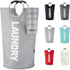 Caroeas 100L Laundry Basket, Large Hamper with Padded Handles, Collapsible Free Standing Easy Storage Washing Bin