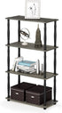 "Furinno Turn-N-Tube 4-Tier Multipurpose Shelf Display Rack, Classic Tubes in French Oak Grey/Black"