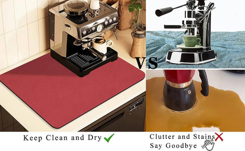 Coffee Mat for Countertops, Coffee Bar Accessories Fit Under Coffee Maker, Absorbent Rubber Mat for Kitchen Counter