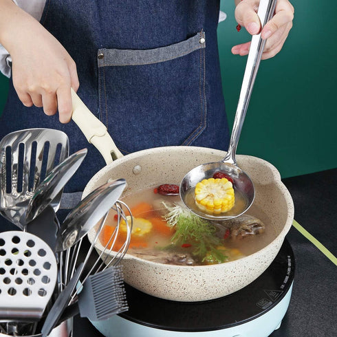 Berglander Stainless Steel Ladle - Cooking Kitchen Metal Soup Spoon, Non-Stick, Dishwasher Safe