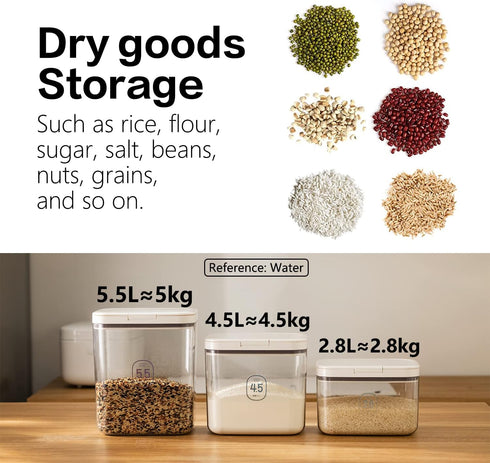 5.5 /5.81qt/5kg Flour Container - L Large Flour Dispenser Keep Your Flour Fresh and Dry Easily with Kitchen Essential