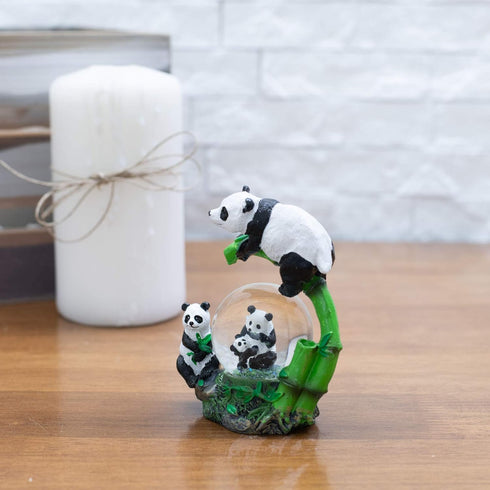 Elanze Designs Panda Bear Family China Tabletop Figurine, 45MM Miniature Glitter Water Snow Globe Decoration