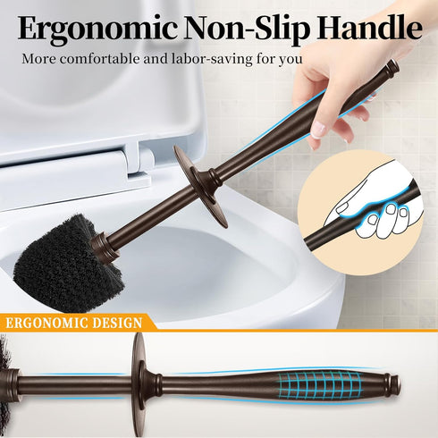 Set: Toilet Bowl Brush Holder Bathroom Deep Cleaning Toilet Scrubber Rim Cleaner with Caddy for Restroom Rv - Hidden