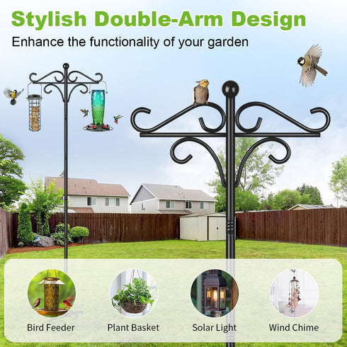 SEGNAYEN 92 Inch 1 Pack Bird Feeder Pole Stand Squirrel Proof, Shepherds Hooks for Outdoor Heavy Duty Feeders Stand