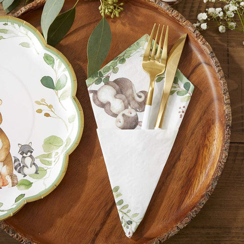 Kate Aspen Woodland Baby Shower Decorative Paper Napkins - Thick Dinner Napkins, Luncheon Serveware, 2 ply, 30 Count