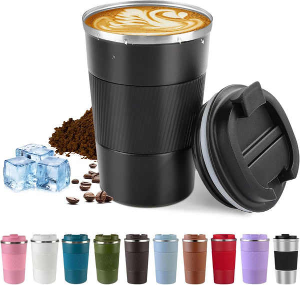 SPLMIFA Vacuum-Insulated Stainless Steel Travel Coffee Mug, Leak-Proof Reusable Coffee Cup with