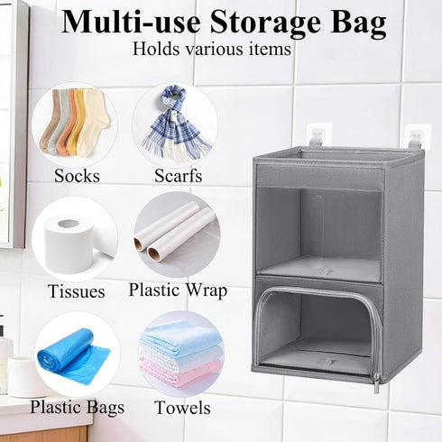Quoyiyo 2-in-1 Plastic Bag Holder with Clear Window, Large Grocery Bag Holder and Trash Bag Dispenser with Easy-Access